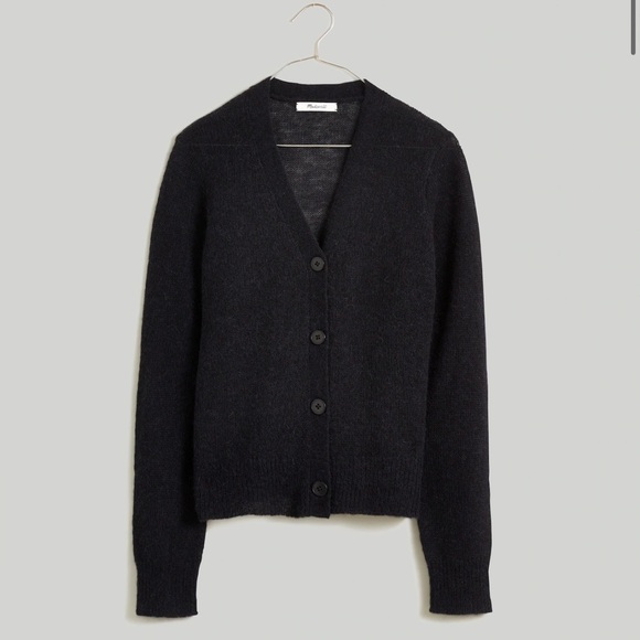 NWT Madewell Alpaca-Blend V-Neck Cardigan Button-Front True Black Large - Picture 1 of 12